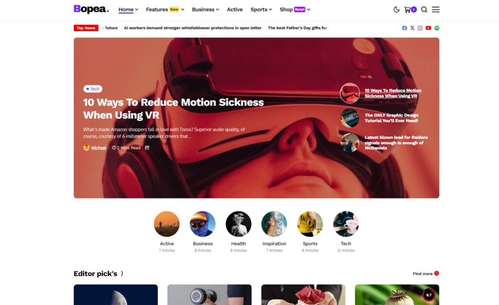 Theme Bopea WordPress