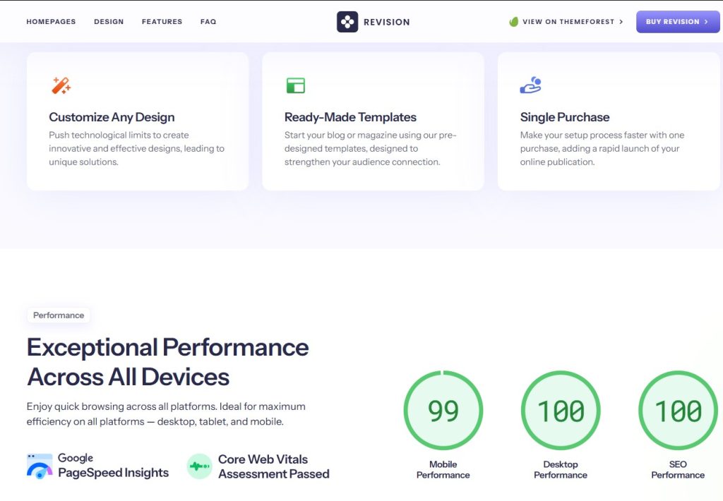 Ưu điểm nổi bật của Theme Revision