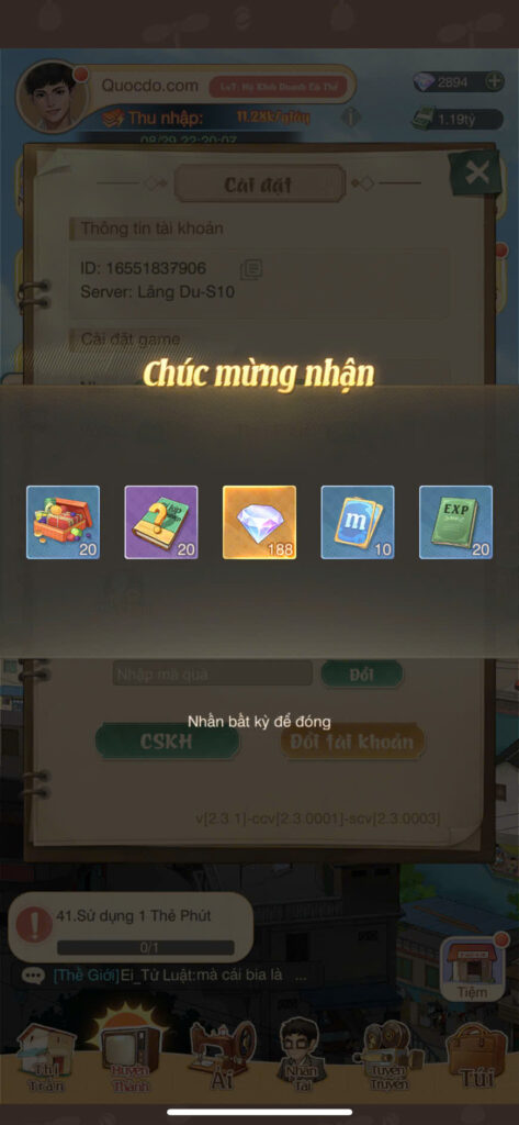 Code Game Tiệm Tạp Hóa Thời Gian